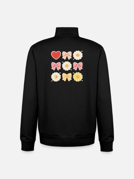 Pastel Daisy Bows Heart Pattern - Unisex Organic Zip Sweatshirt by Stanley/Stella - black