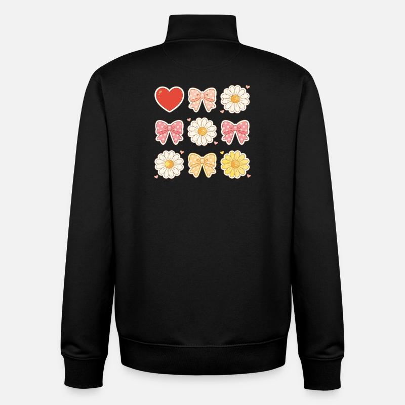 Pastel Daisy Bows Herzmuster - Unisex Organic Zip Sweatshirt von Stanley/Stella - Schwarz