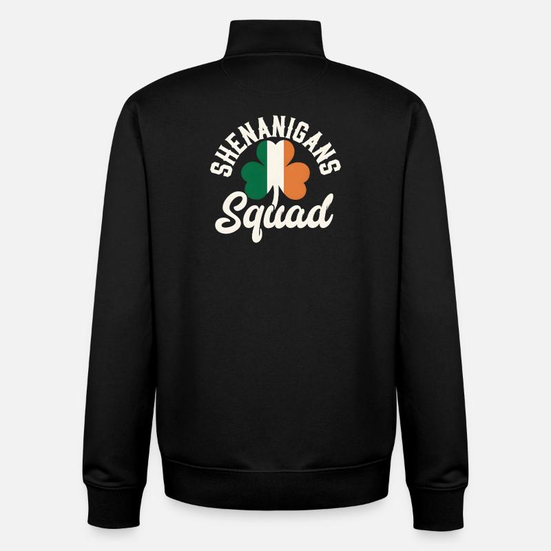 Irish Shenanigans Squad Shamrock Design - Unisex Organic Zip Sweatshirt by Stanley/Stella - black