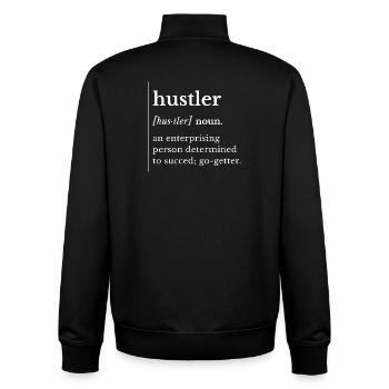 Hustler – Noun Definition T-Shirt, Funny Saying - Unisex Organic Zip Sweatshirt by Stanley/Stella - black - Back - AI Model Male 185 light (185cm)