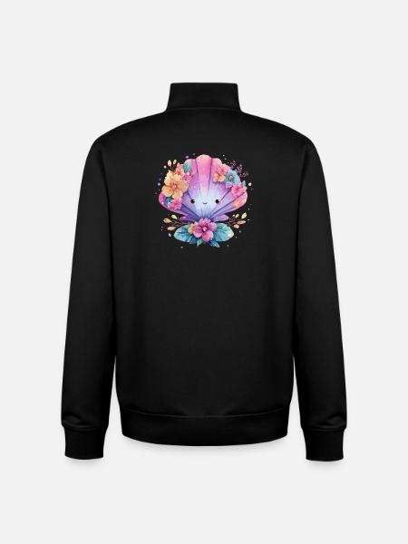 Flower mussel with cheerful flowers - Unisex Organic Zip Sweatshirt by Stanley/Stella - black