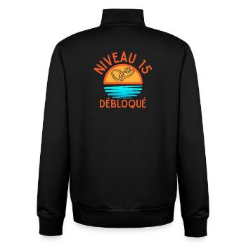Level 15 freigeschaltet – 15 Jahre Ehe - Unisex Organic Zip Sweatshirt von Stanley/Stella - Schwarz - Hinten - AI Model Male 185 light (185cm)