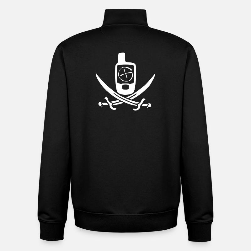 Géocaching Drapeau Pirate Blanc - Sweat zippé unisexe en coton bio Stanley/Stella - noir