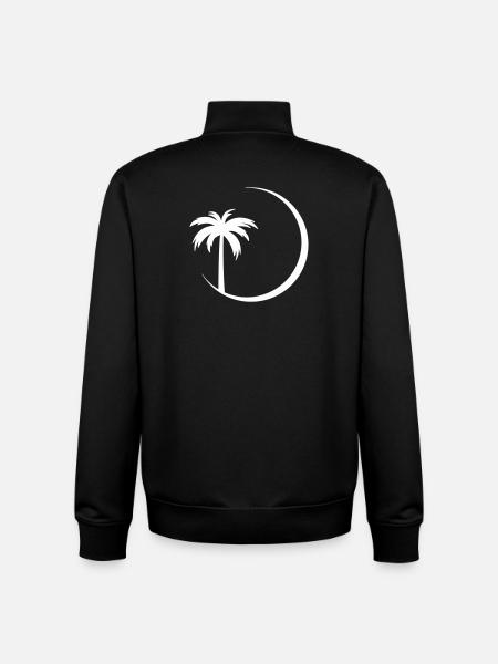 Palm tree in circle silhouette - Unisex Organic Zip Sweatshirt by Stanley/Stella - black