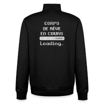 Dream Body Laufend, Humor-Geek-Stil lädt Pixel - Unisex Organic Zip Sweatshirt von Stanley/Stella - Schwarz - Hinten - AI Model Male 185 light (185cm)