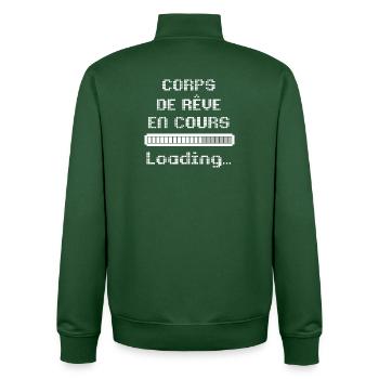 Dream Body Laufend, Humor-Geek-Stil lädt Pixel - Unisex Organic Zip Sweatshirt von Stanley/Stella - Flaschengrün - Hinten - AI Model Male 185 dark (185cm)
