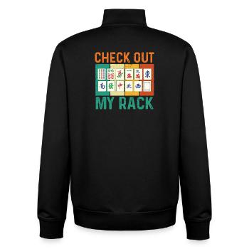 Schau dir meine Rack-Mahjong-Spielerplättchen an - Unisex Organic Zip Sweatshirt von Stanley/Stella - Schwarz - Hinten - AI Model Male 185 light (185cm)