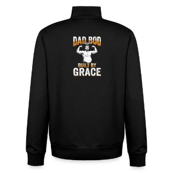 Dad Bod Built By Grace Gesegneter Papa Gott Humor - Unisex Organic Zip Sweatshirt von Stanley/Stella - Schwarz - Hinten - AI Model Male 185 light (185cm)