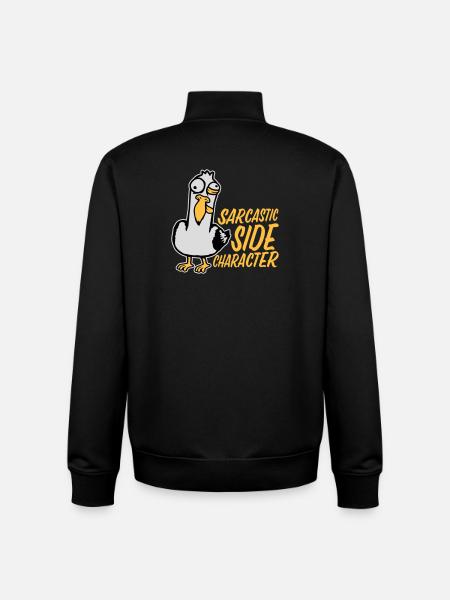 Crazy Seagull Sarcastic Side Character Funny - Unisex Organic Zip Sweatshirt by Stanley/Stella - black