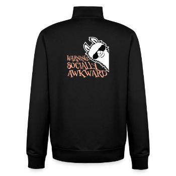 Lama Warning Socially Awkward Sunglasses Alpaca - Unisex Organic Zip Sweatshirt by Stanley/Stella - black - Back - AI Model Male 185 light (185cm)