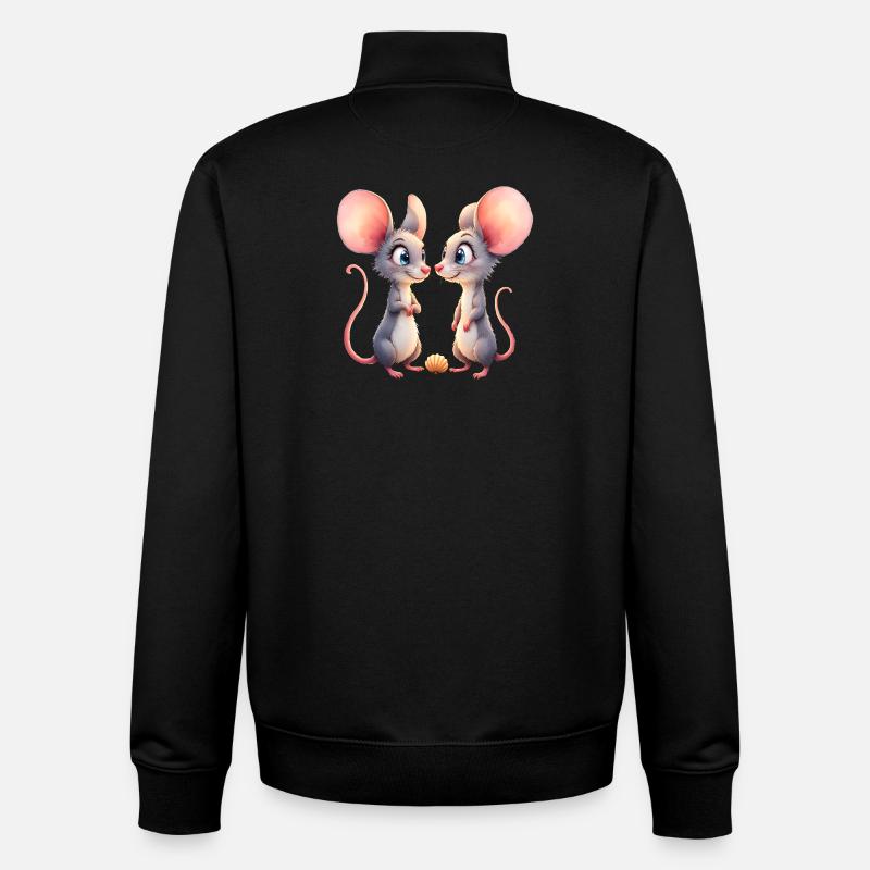 Petites souris face à face - Sweat zippé unisexe en coton bio Stanley/Stella - noir