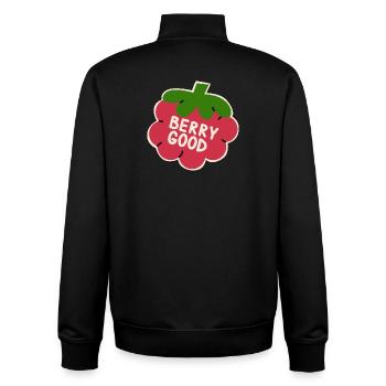 T-shirt drôle aux framboises, fruit mignon - Sweat zippé unisexe en coton bio Stanley/Stella - noir - Dos - AI Model Male 185 light (185cm)