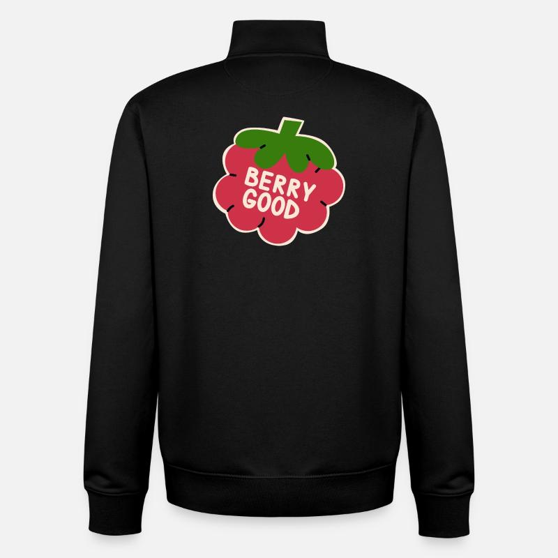 T-shirt drôle aux framboises, fruit mignon - Sweat zippé unisexe en coton bio Stanley/Stella - noir