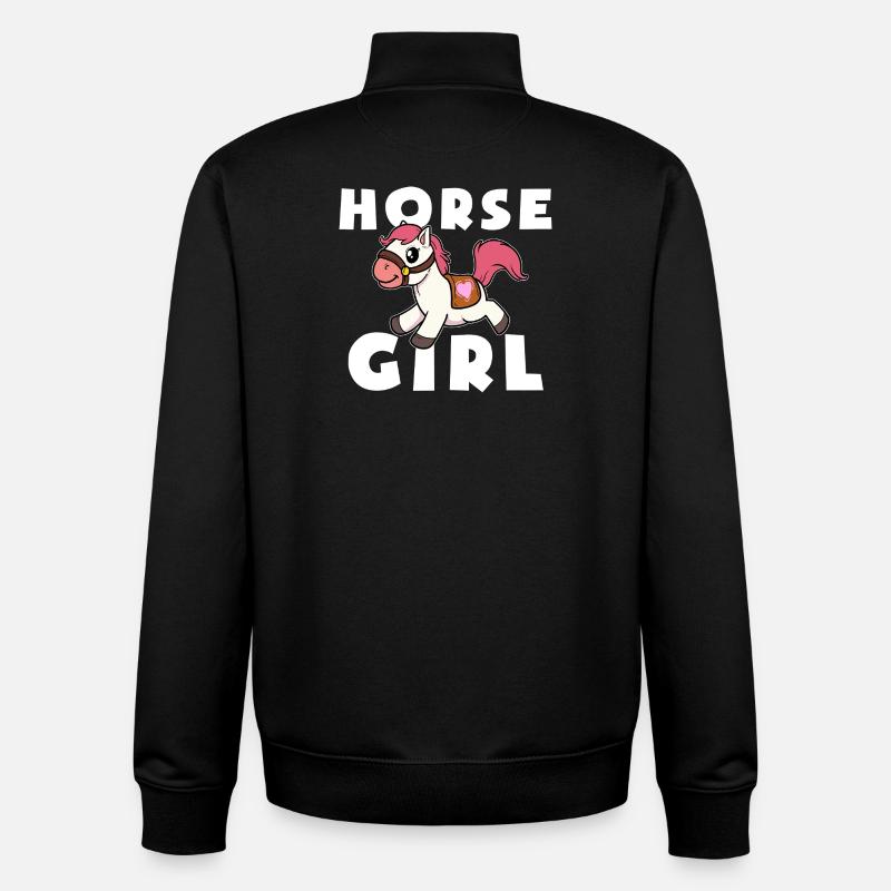 Fille Cheval Poney Mignonne - Sweat zippé unisexe en coton bio Stanley/Stella - noir