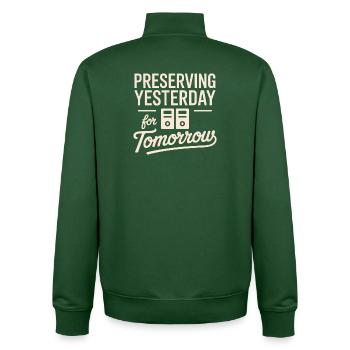 Preserving Yesterday for Tomorrow - Unisex Organic Zip Sweatshirt by Stanley/Stella - bottle green - Back - AI Model Male 185 dark (185cm)