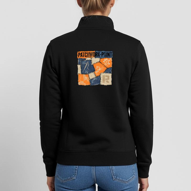 Recyclage patchwork Sweat zippé unisexe en coton bio Stanley/Stella