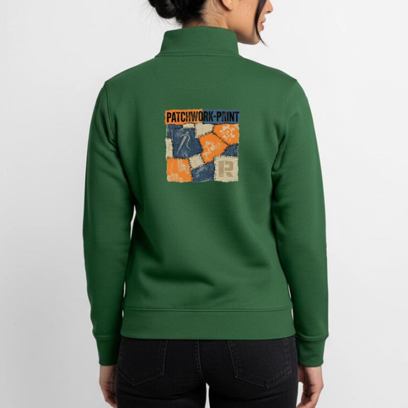 Recyclage patchwork Sweat zippé unisexe en coton bio Stanley/Stella