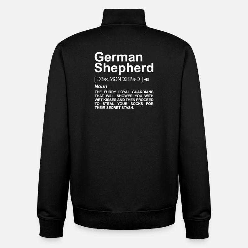 Définition du berger allemand - Sweat zippé unisexe en coton bio Stanley/Stella - noir
