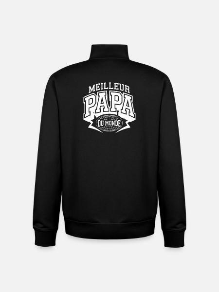 Meilleur Papa Du Monde - Sweat zippé unisexe en coton bio Stanley/Stella - noir