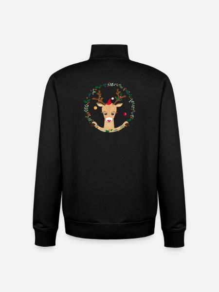 Cute reindeer - Unisex Organic Zip Sweatshirt by Stanley/Stella - black
