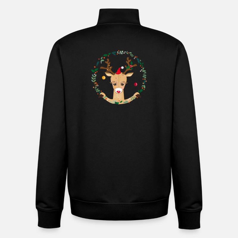 Un renne au moment de Noël - Sweat zippé unisexe en coton bio Stanley/Stella - noir