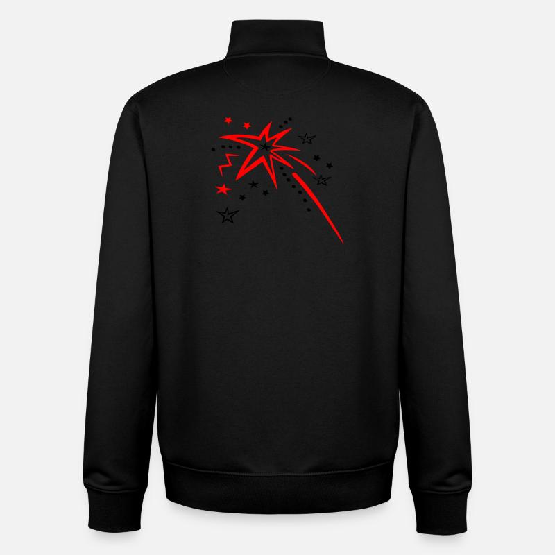 Étoiles, feux d’artifice, étoile filante - Sweat zippé unisexe en coton bio Stanley/Stella - noir