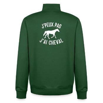cheval, sport équestre, cavalier, fan de cheval - Sweat zippé unisexe en coton bio Stanley/Stella - vert bouteille - Dos - AI Model Male 185 dark (185cm)