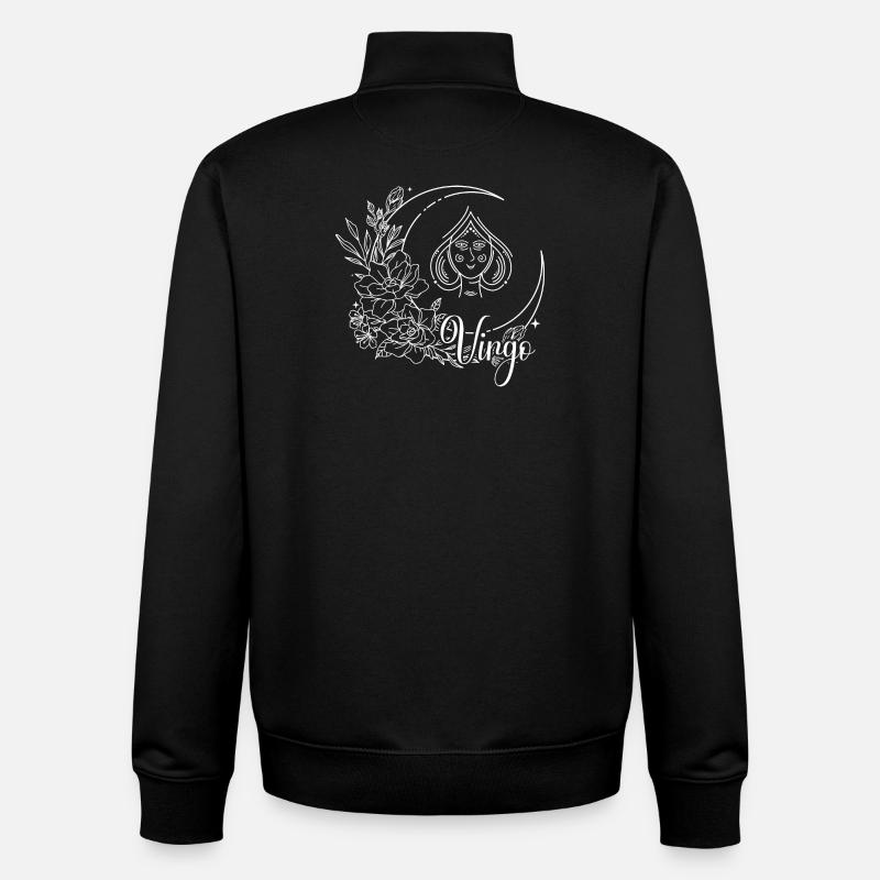 Moonlit Bloom Celestial Line Art - Unisex Organic Zip Sweatshirt by Stanley/Stella - black