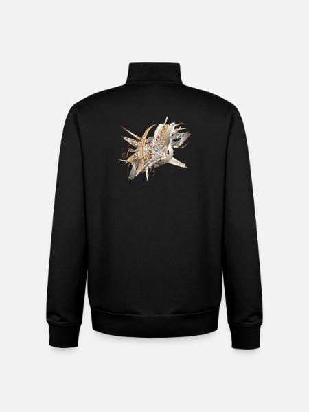 kunstnerisk filigran motiv lavet af bånd og fjer - Stanley/Stella unisex sweatshirt med lynlås i økologisk - sort
