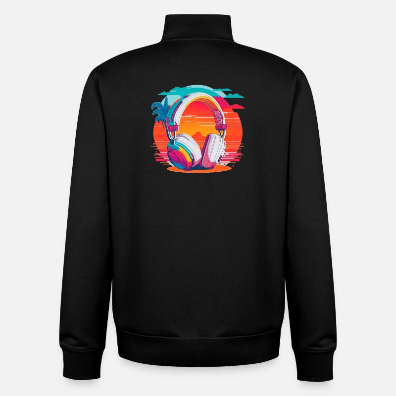 80s Kopfhörer - Unisex Organic Zip Sweatshirt von Stanley/Stella - Schwarz