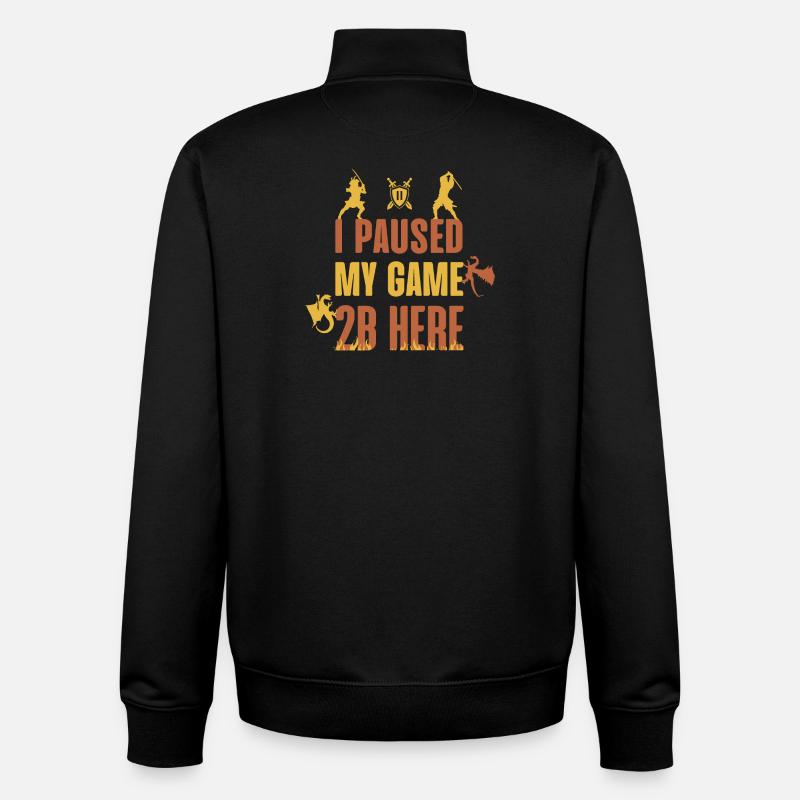 I Paused My Game 2B Here - Sweat zippé unisexe en coton bio Stanley/Stella - noir