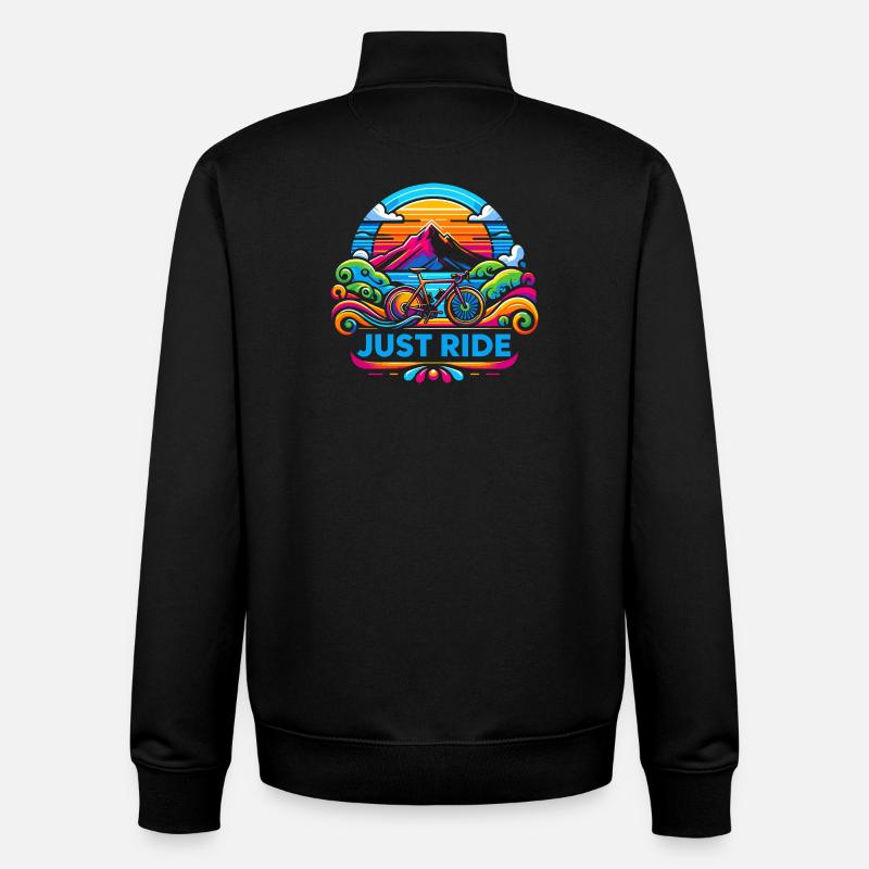 Just Ride Bicycle - Unisex Organic Zip Sweatshirt by Stanley/Stella - black
