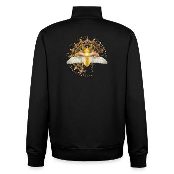 gold-colored stag with wings in ornament - Unisex Organic Zip Sweatshirt by Stanley/Stella - black - Back - AI Model Male 185 light (185cm)