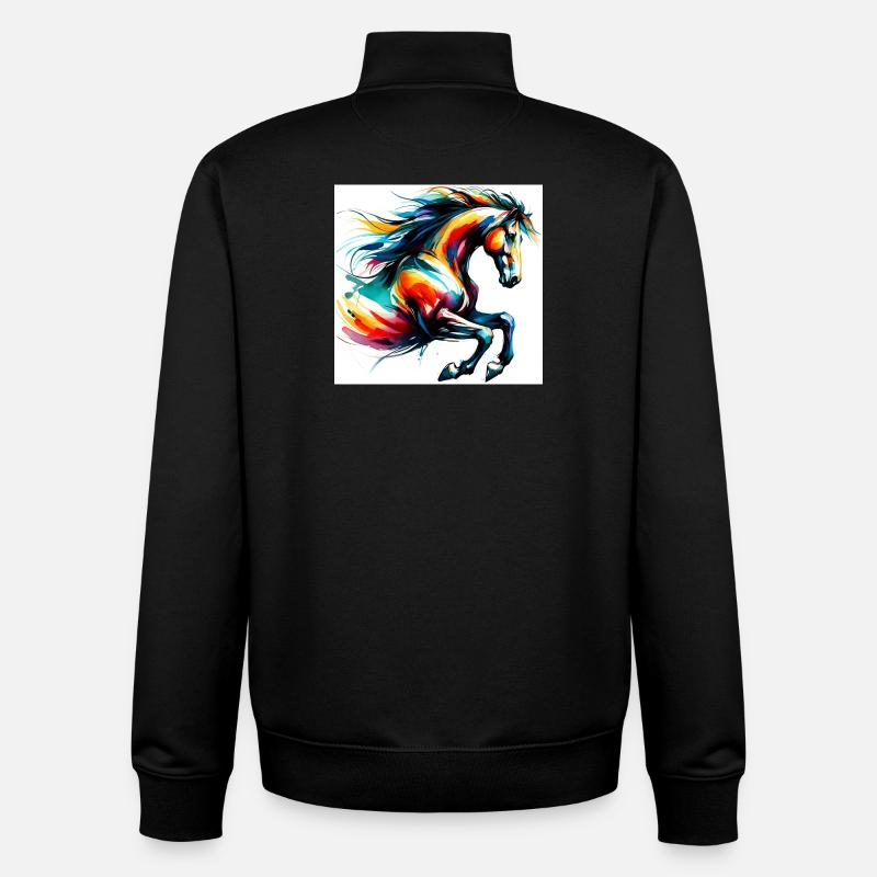 Cheval - Sweat zippé unisexe en coton bio Stanley/Stella - noir