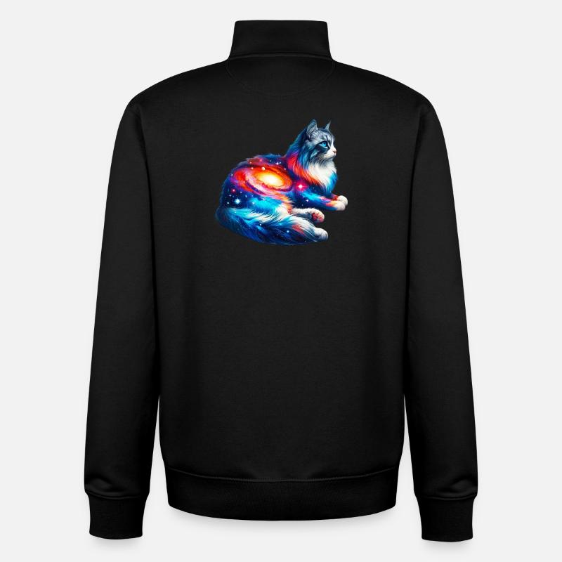 Chat - Sweat zippé unisexe en coton bio Stanley/Stella - noir