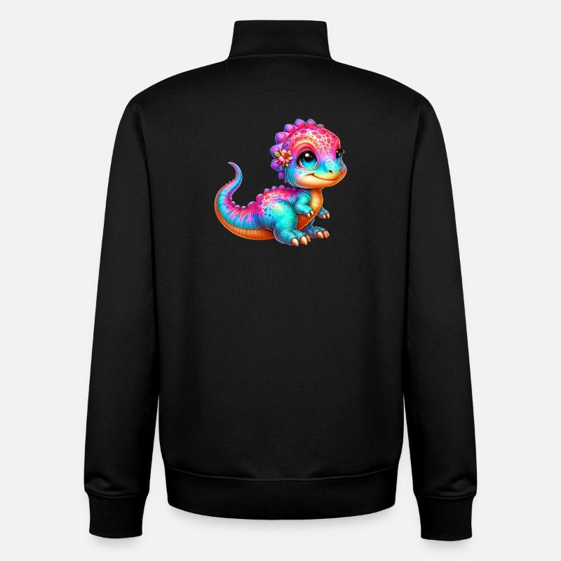 Dinosaure - Sweat zippé unisexe en coton bio Stanley/Stella - noir
