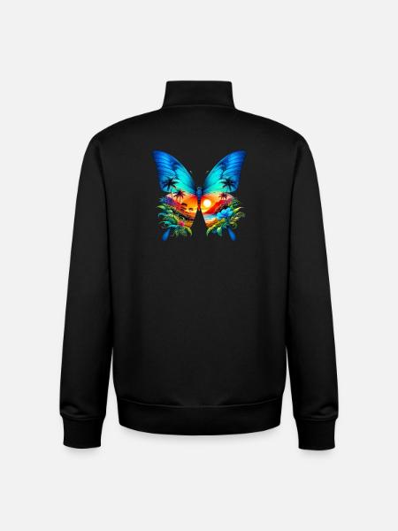 Papillon - Sweat zippé unisexe en coton bio Stanley/Stella - noir
