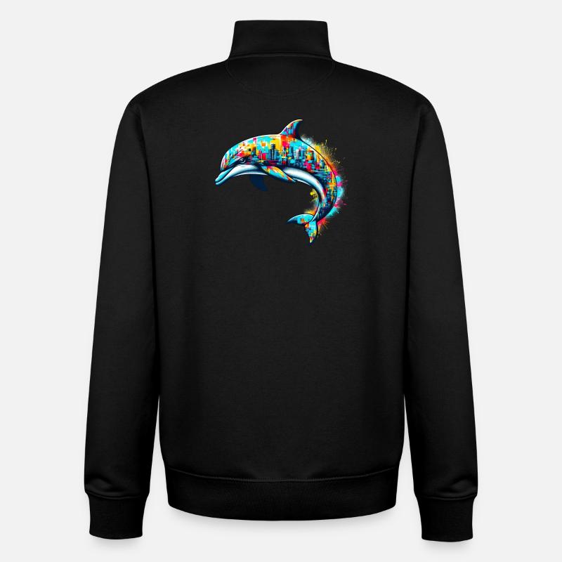 Dolphin - Unisex Organic Zip Sweatshirt by Stanley/Stella - black