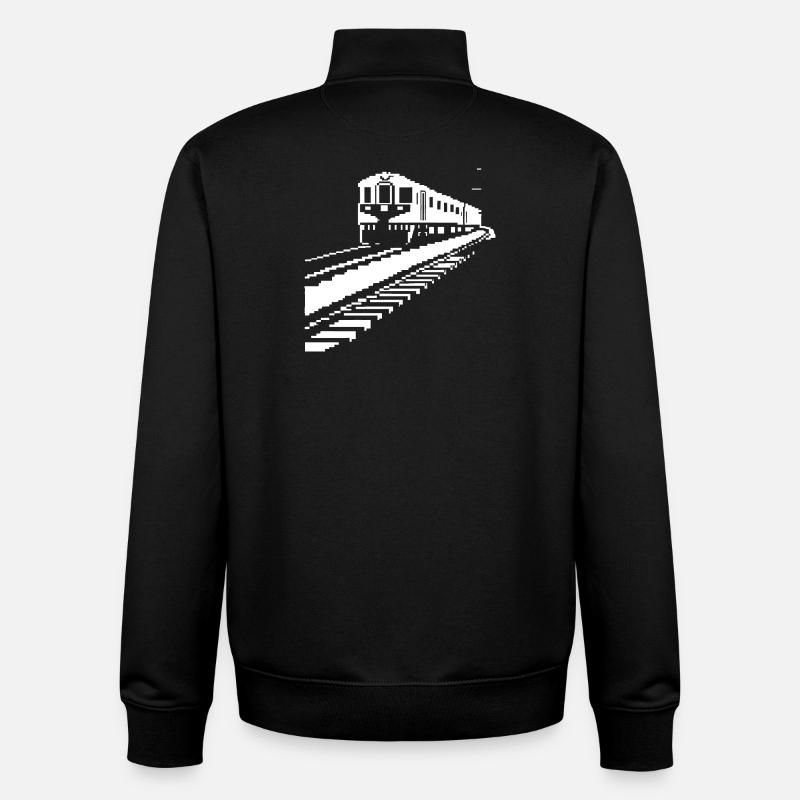 Chemin de fer Pixel Art - Sweat zippé unisexe en coton bio Stanley/Stella - noir