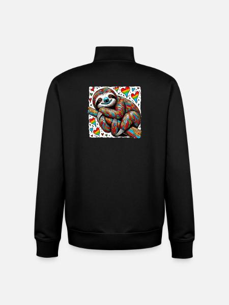 Faultier mit Herzen - Unisex Organic Zip Sweatshirt von Stanley/Stella - Schwarz
