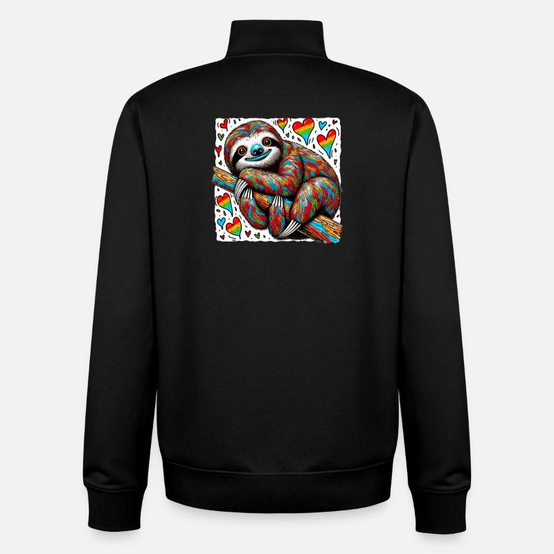Faultier mit Herzen - Unisex Organic Zip Sweatshirt von Stanley/Stella - Schwarz