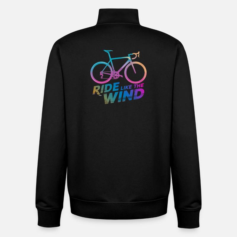 Gradient Bicycle Ride Graphic - Unisex Organic Zip Sweatshirt by Stanley/Stella - black