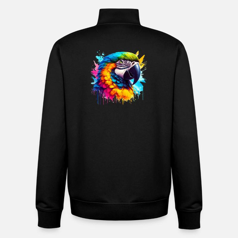 Perroquet - Sweat zippé unisexe en coton bio Stanley/Stella - noir