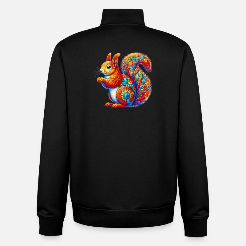 Écureuil - Sweat zippé unisexe en coton bio Stanley/Stella - noir