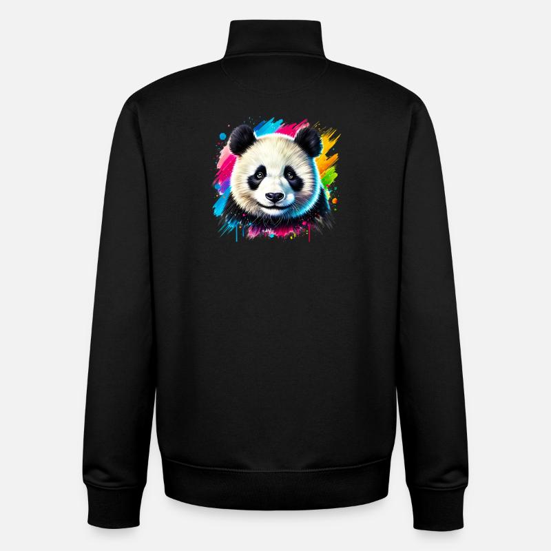Panda - Sweat zippé unisexe en coton bio Stanley/Stella - noir