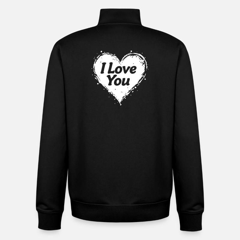 Je t’aime, blanc - Sweat zippé unisexe en coton bio Stanley/Stella - noir