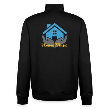 Geometrisches Haus mit Stil - Unisex Organic Zip Sweatshirt von Stanley/Stella - Schwarz - Hinten - AI Model Male 185 light (185cm)