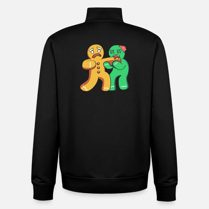 Gingerbread Man Christmas Gingerbread Lebkuchen - Unisex Organic Zip Sweatshirt by Stanley/Stella - black