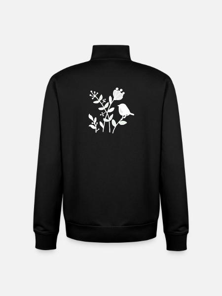 Natur_mit_Vogel_weiss - Felpa unisex con zip in cotone biologico di Stanley/Stella - nero