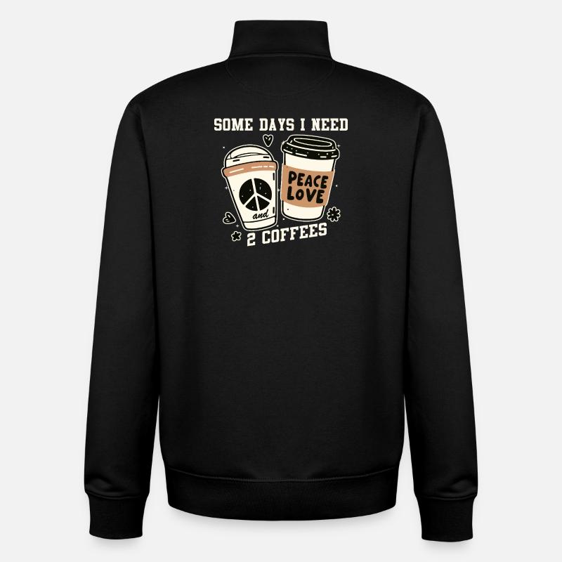 Frieden und Kaffee: Zwei Kaffees - Unisex Organic Zip Sweatshirt von Stanley/Stella - Schwarz